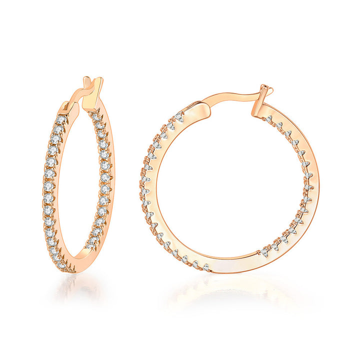 Populari orecchini grandi in oro con fila ad anello di diamante a diamante a diamante