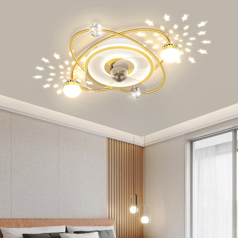 Luces LED de decoración de dormitorio nórdico para el ventilador de techo de la habitación Lámpara de luz Restaurante ventiladores de techo de restaurante con luces control remoto