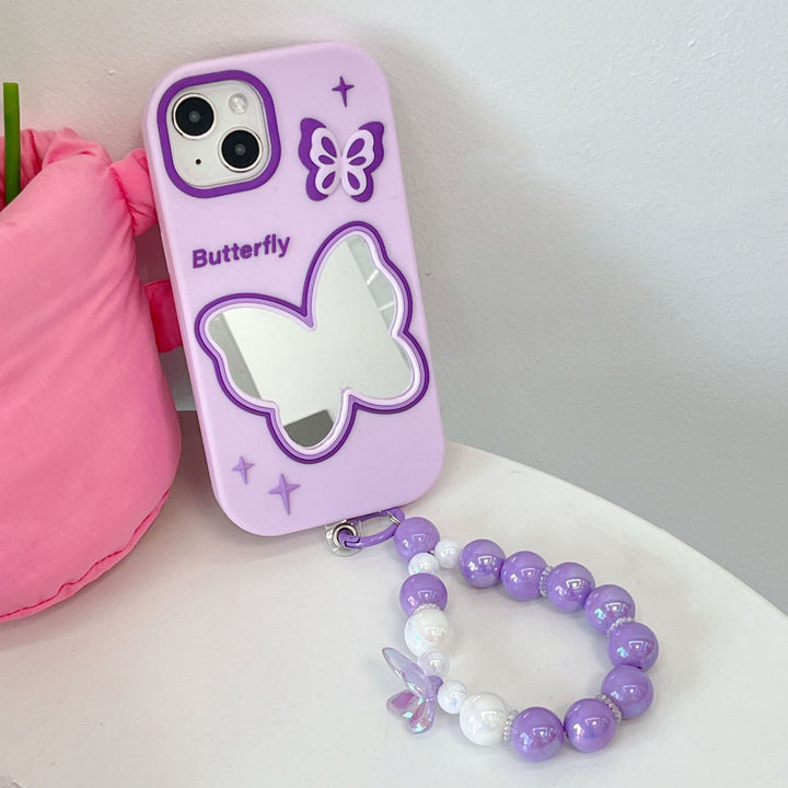 Фиолетовая бабочка зеркала силиконовой телефона.