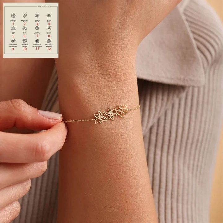 Minimalistisk och mångsidig blommaarmband född i december