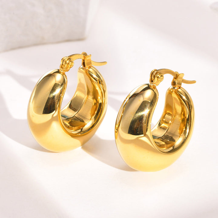 Stainless Steel 18K Gold Hollow Earrings
