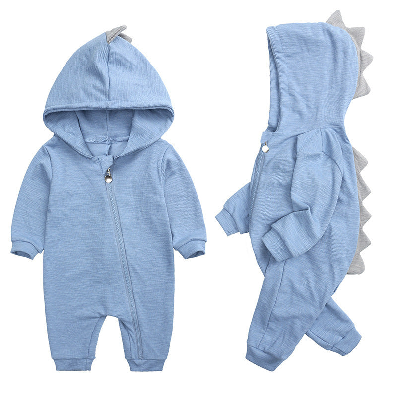 Nieuwe baby met lange mouwen dinosaurus capuchon coton onesie