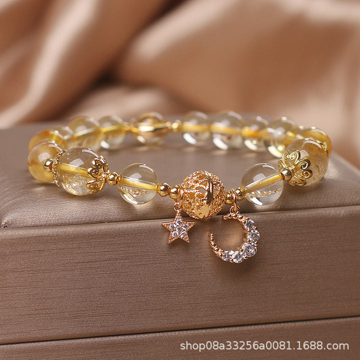 Természetes citrin arany drágakő kvarc karkötő női könnyű luxussztár hold kristály kiegészítők