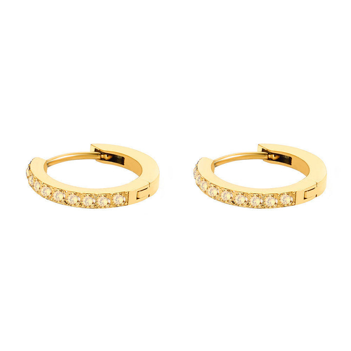 Light Luxury Full Diamond Round Ring Earrings Ear Clip Jewelry