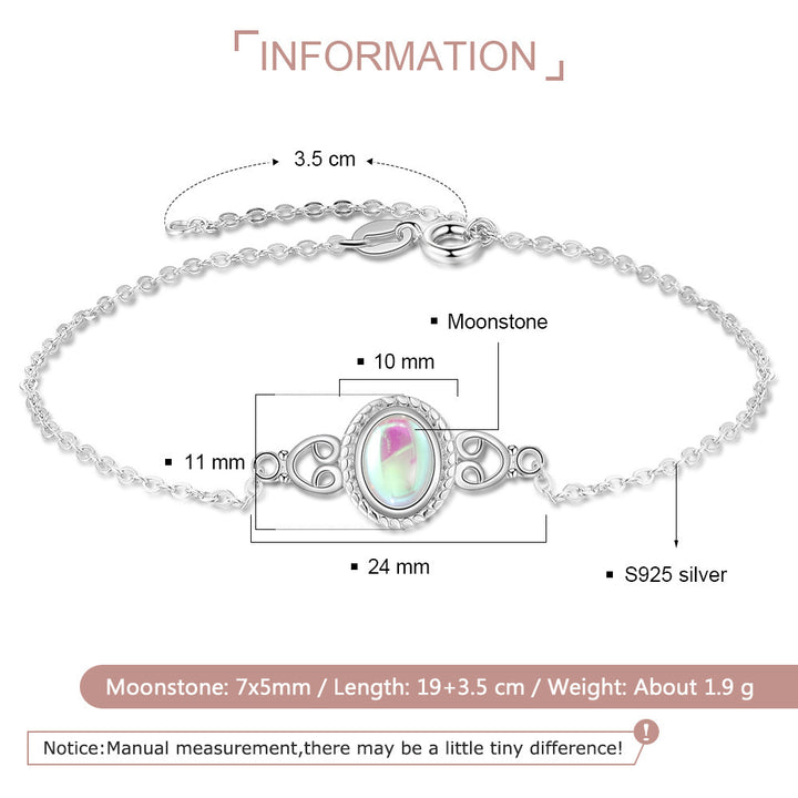 S925 Silberarmband Ovaler Mondstein