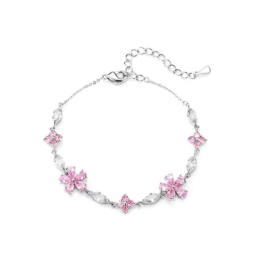 Bracelet en cristal de fleur de cerisier pour femmes