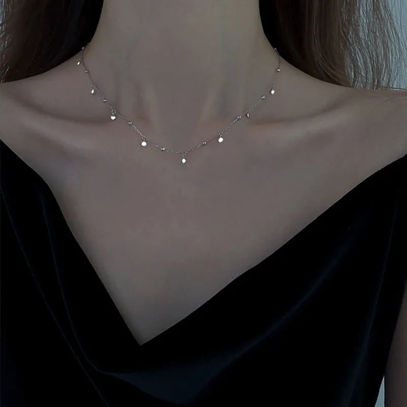 Frauen mit kurzer Sterling Silber Quaste Nische Design Halskette