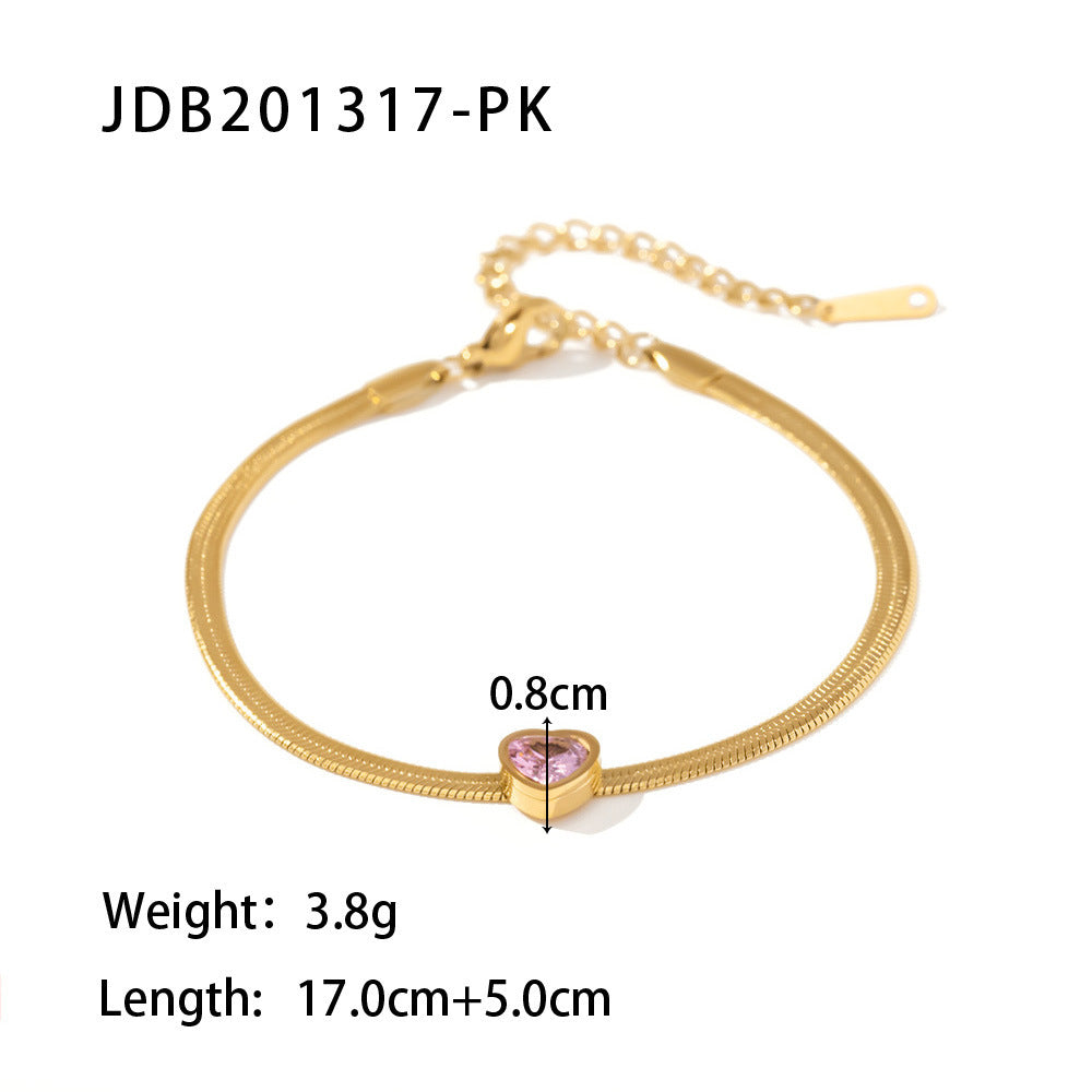 Women's French-style Fashionable All-Match 18K Gold-plated Stainless Steel Bracelet