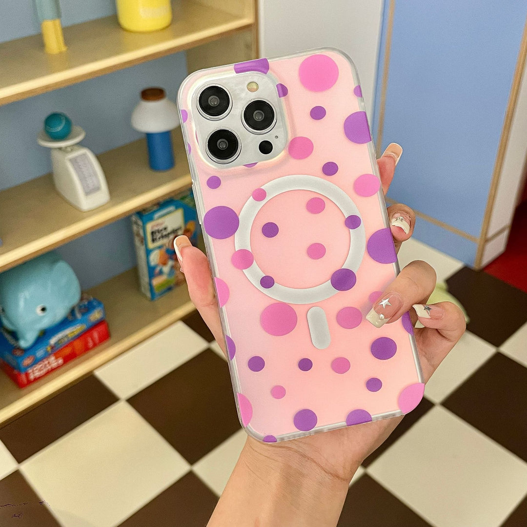 Magnetic Phone Case Polka Dot Cute Frosted Protective Cover