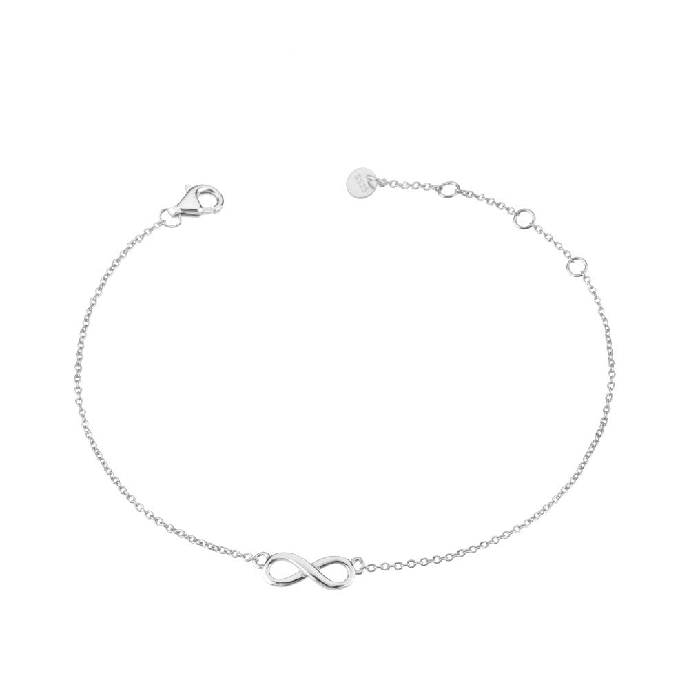 Zilveren 8-vormige dunne ketting multi-row verstelbare gesp eenvoudige armband