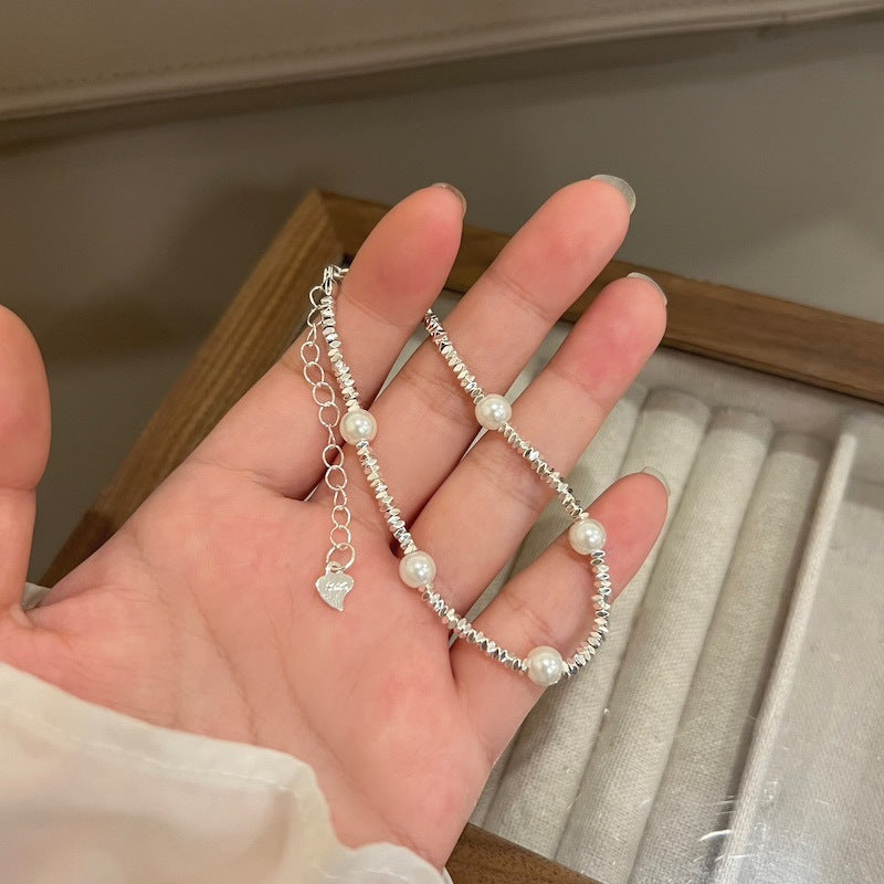 Små biter av sølv perlekjede kvinnelig choker clavicle chain