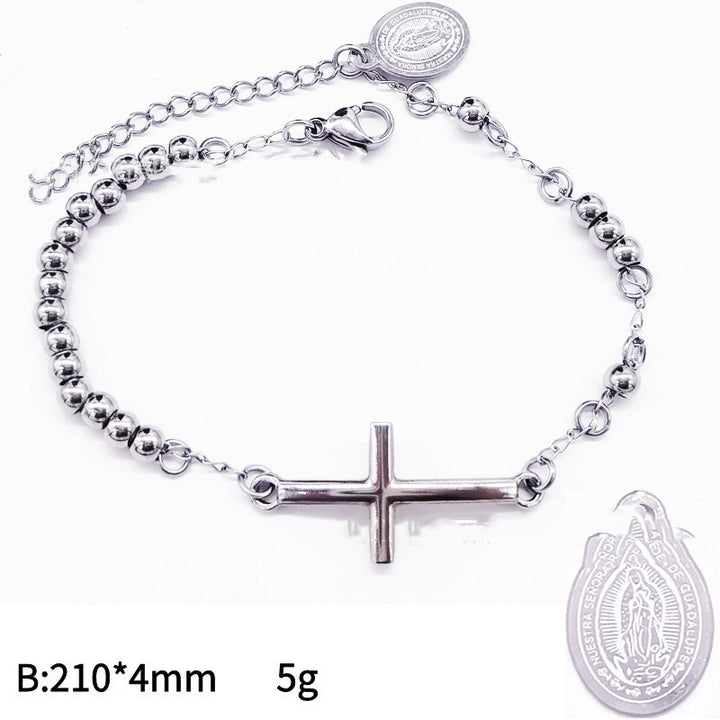 Bracelet croix en acier inoxydable de 4 mm pour hommes