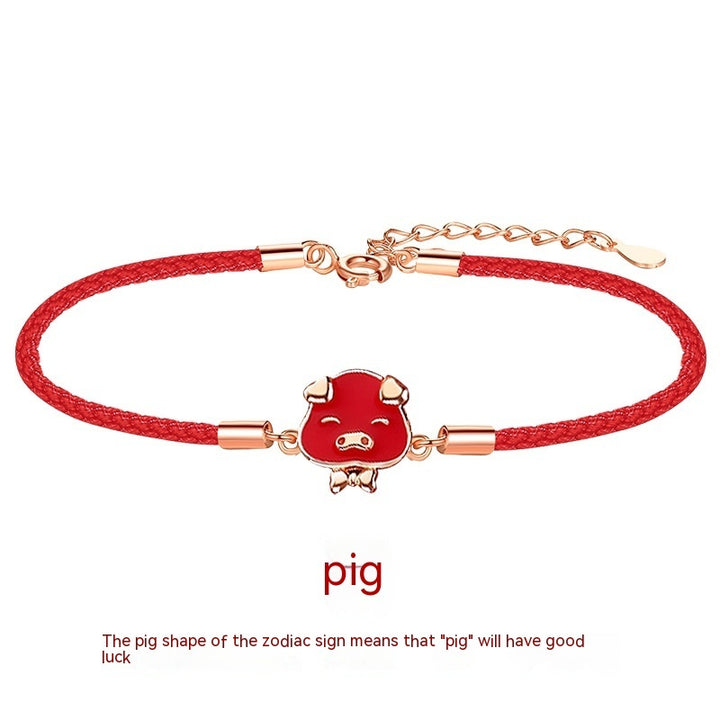 Brazalete de cuerda roja zodiacal para mujeres