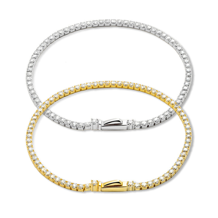 Fashion's Women Sterling Silver Single Row Zircon Inkrid Bracelet