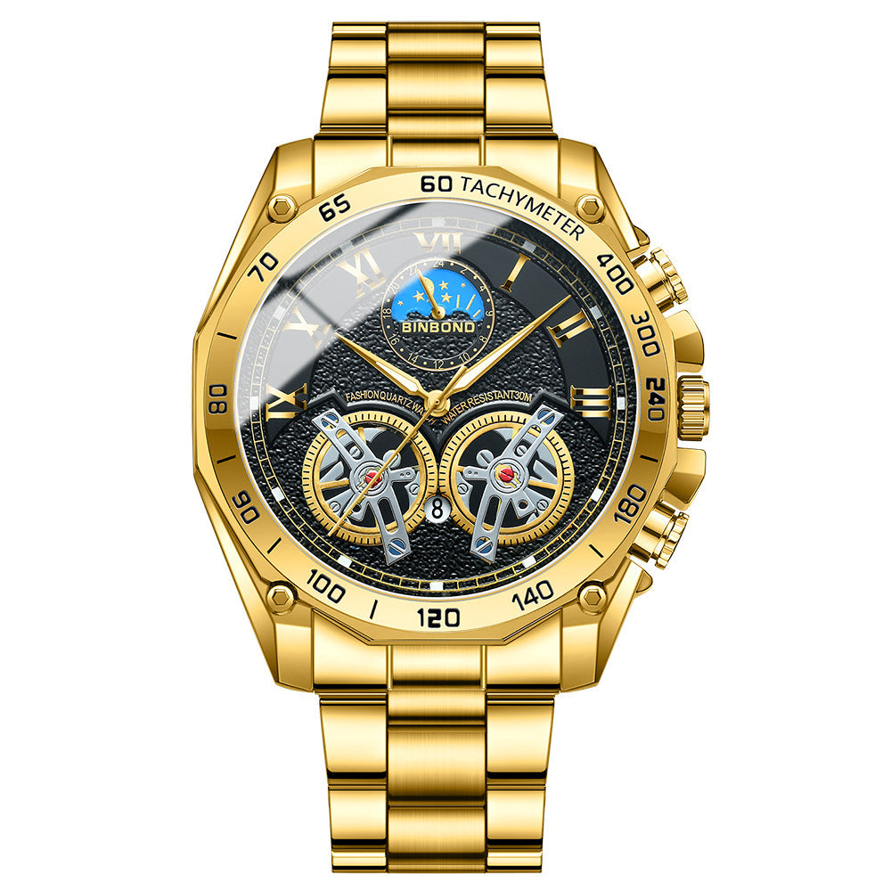 Double Men's Non-fully Automatic Machine Hollow Mechanical Watch Multi-function