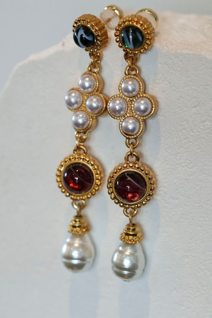 Boucles d'oreilles en verre vintage en verre brumeux