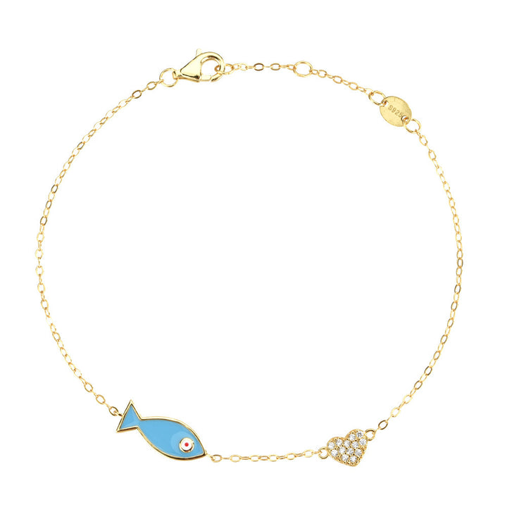 Bracelet en forme de cœur de poisson bleu des femmes