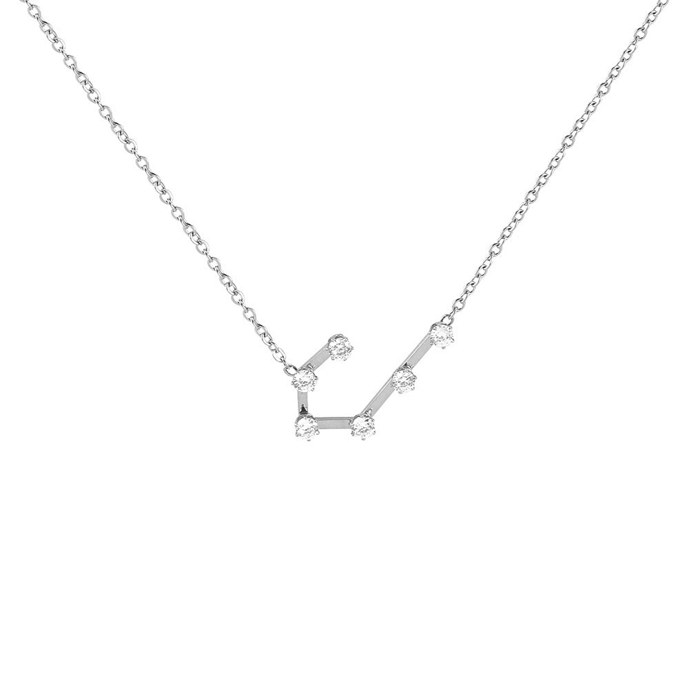 Diamond Guard Titanium Steel Clavicle Chain Twelve Constellations Colar