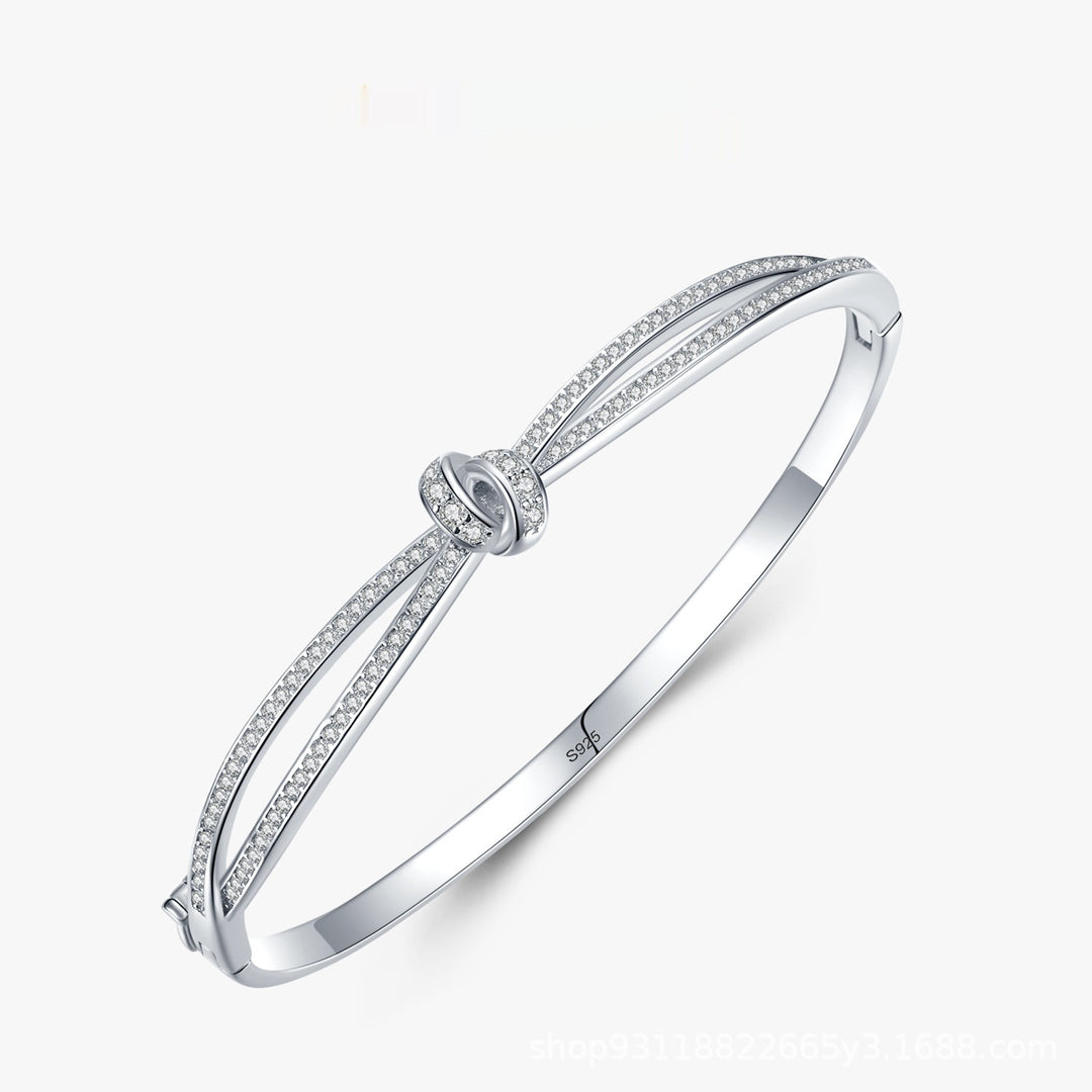 Curve da donna e intoppi aperti Diamond S925 Bracciale d'argento