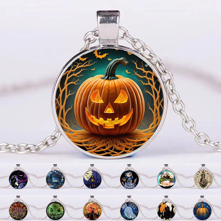 Halloween redondear calabaza fantasma bat collar hombres y mujeres personalidad clavícula collar joyas de moda accesorios