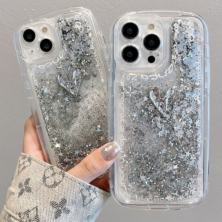 Silver Love Quicksand Shell Suitable For Phone Case