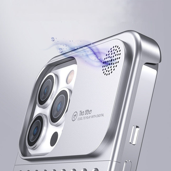 Telefonfodral i aluminiumlegering för 14 13 Pro Max Plus Hollow Heat Heat Dissipation Anti-Fall Full Body stötsäkert telefonvik