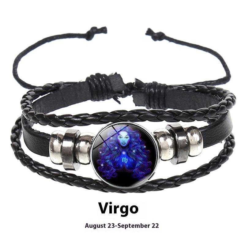 12 Constellation Multi-layer Woven Luminous Couple Bracelets