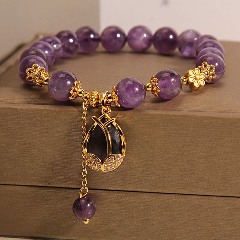 Purple Crystal Bracelet Женский летний инс -инс особенный легкий роскошный ретро