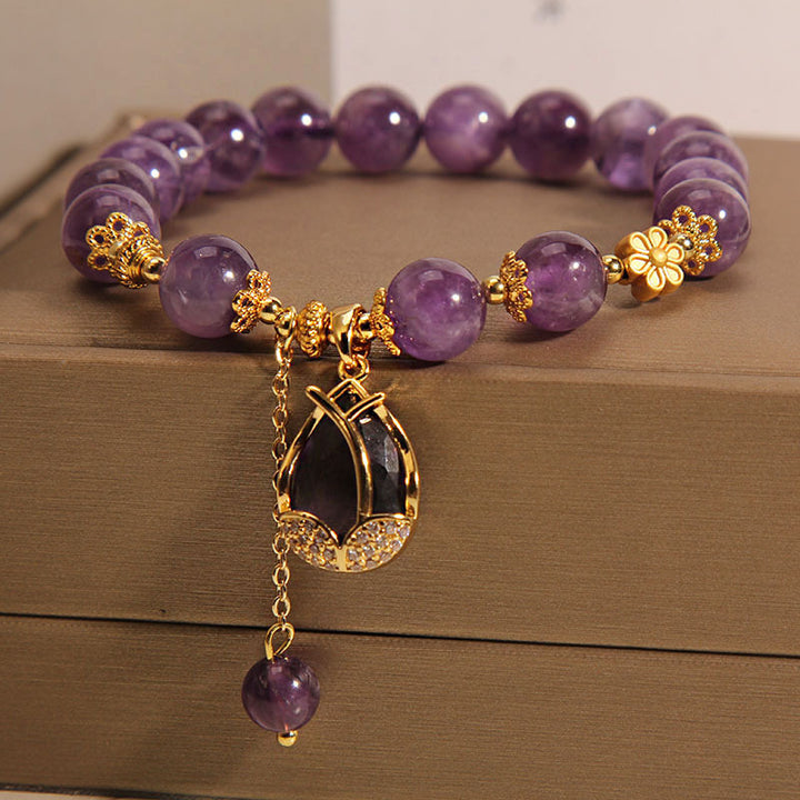 Purple Crystal Bracelet Женский летний инс -инс особенный легкий роскошный ретро