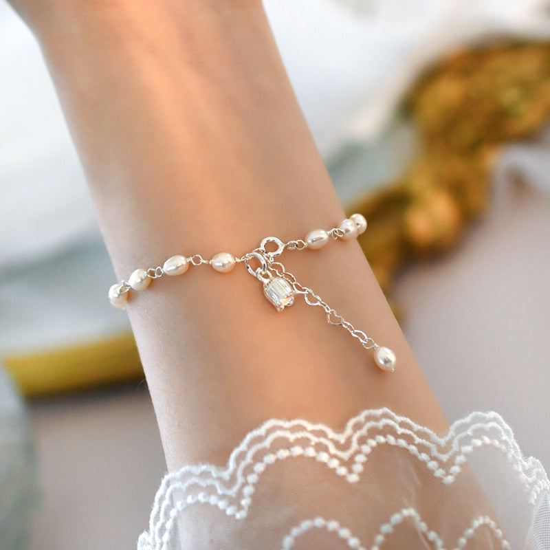 Pulsera de conejito de perlas de agua dulce de joyas para mujeres