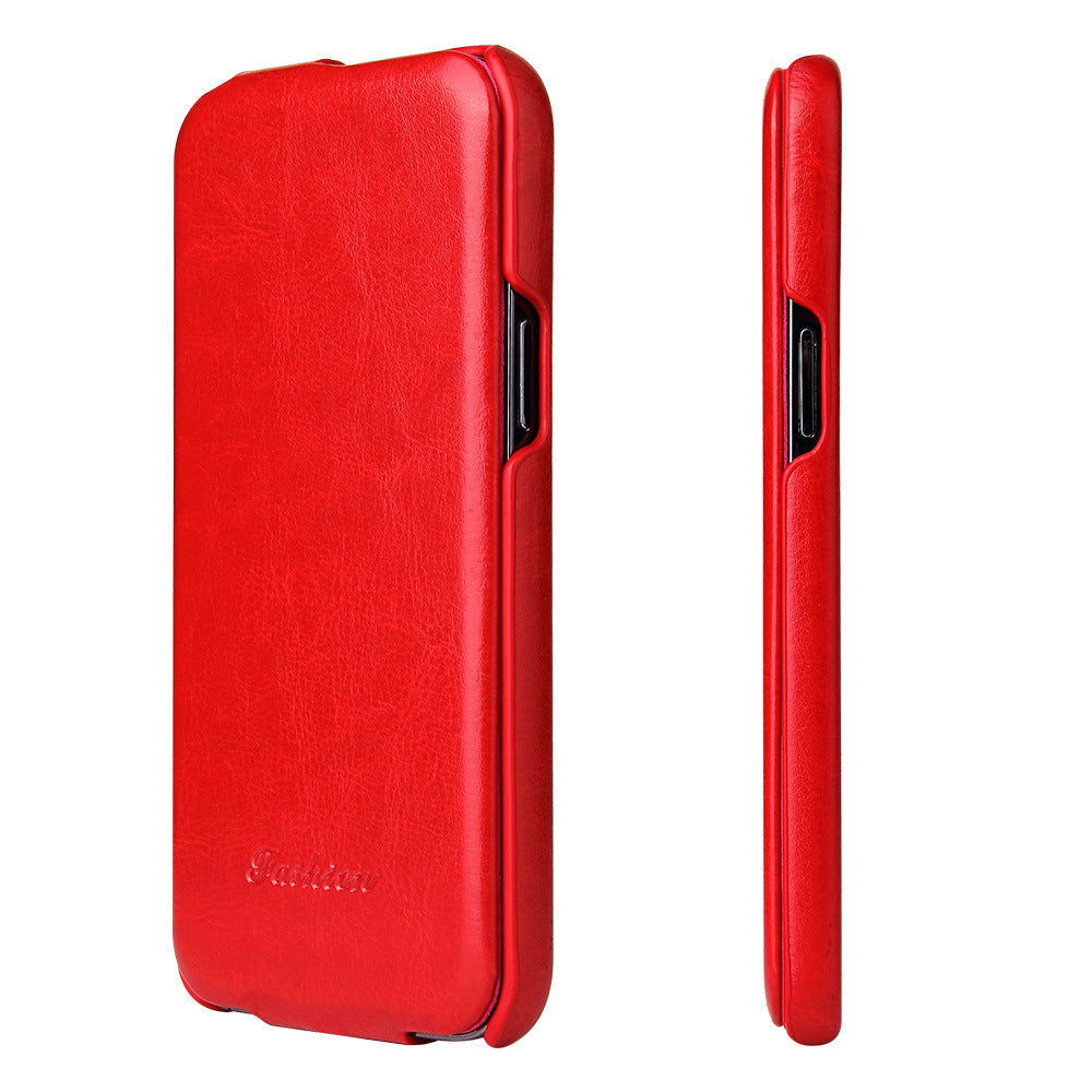 Mobile Phone Top And Bottom Flip Leather Case