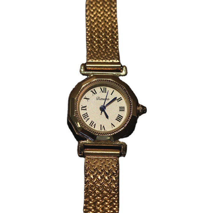 Achthoekige retro mid-ankient staal horloge vrouwen