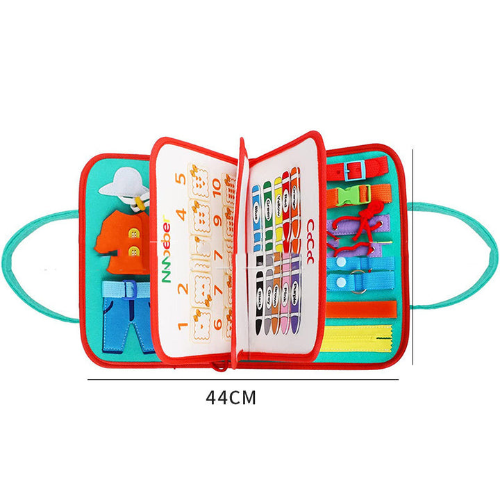 Нова натоварена книга Детски натоварен борд за обличане и закопчаване Ученето на бебето ранно образование предучилищна сензорна играчка