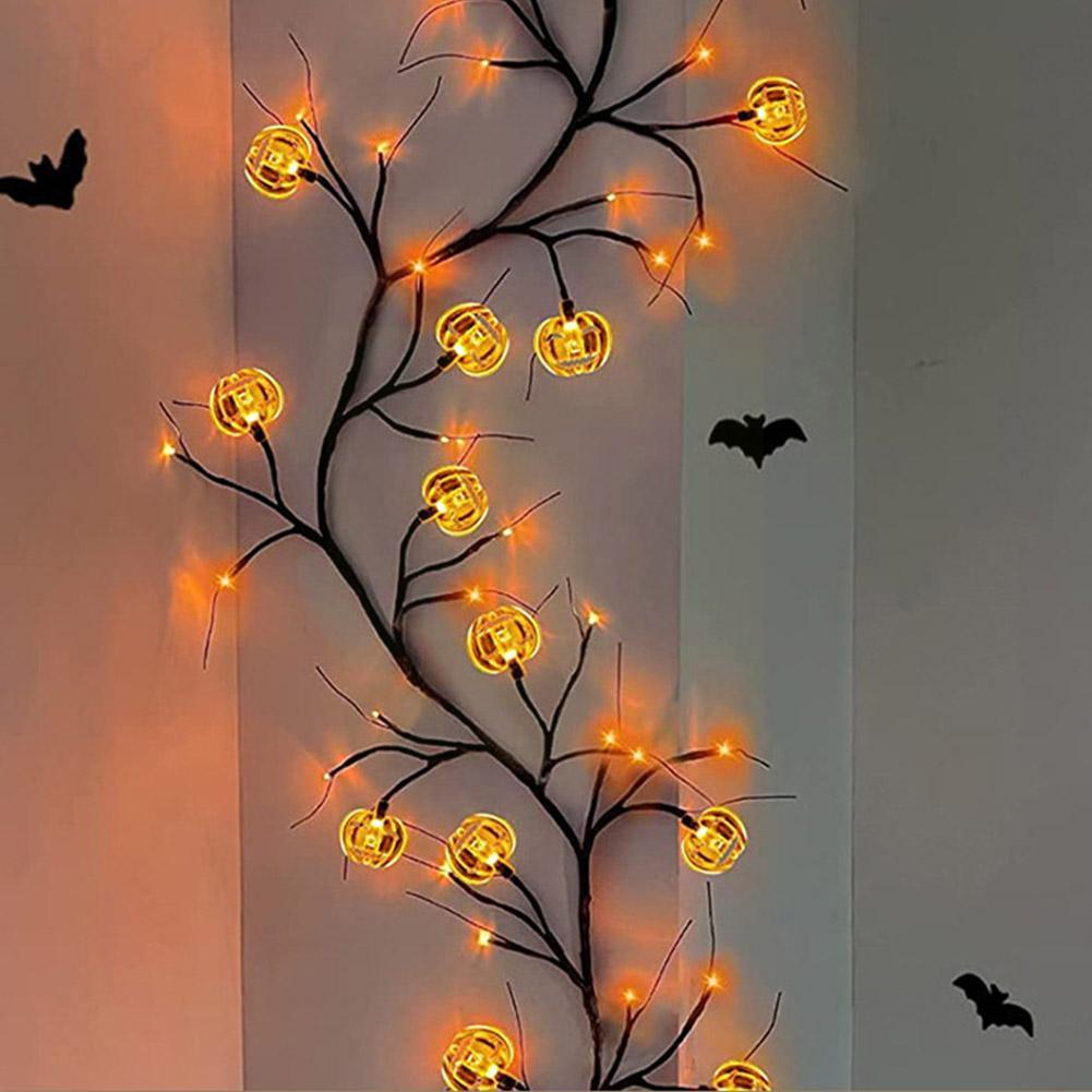 Halloween Led Willow Vine String Light Cool Cartoon Bat Bat Pumpkin Decoración para la decoración de la casa de fiesta al aire libre