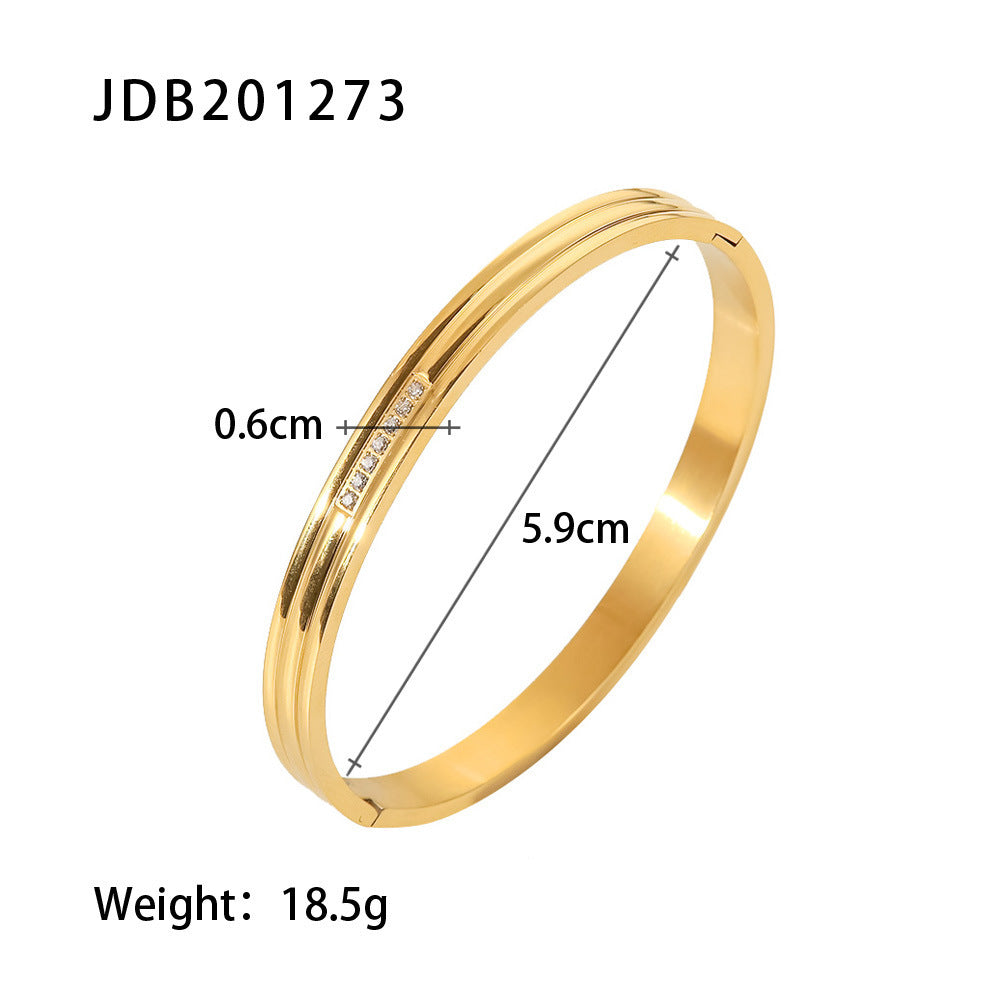 Fashionable And Versatile Gold-plated Stainless Steel Bracelets With Zirconia