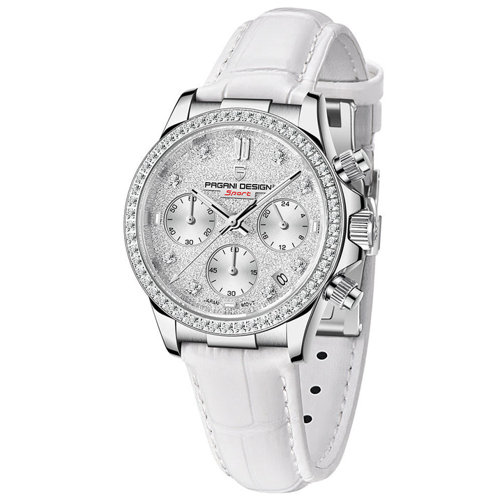 Diamond Surface Calendar Waterproof Stainless Steel Watch