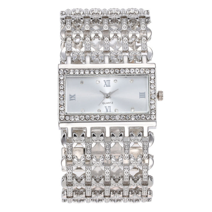 Band en acier féminin Diamond Watch Square Roman Rhinestone