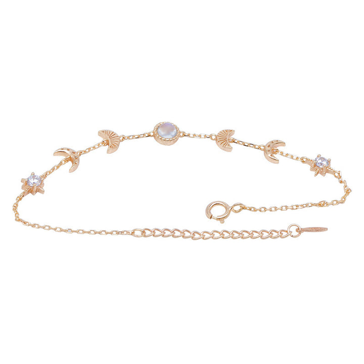 S925 Bracelet de lune en argent sterling étoile