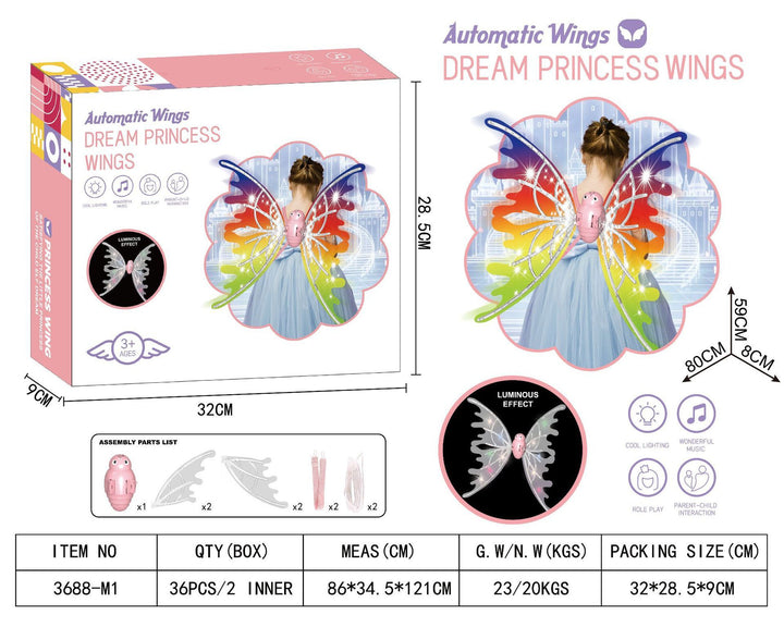 Chicas Alas de mariposas eléctricas con luces brillantes vestidos brillantes en movimiento alas de hadas para la boda de cumpleaños Halloween
