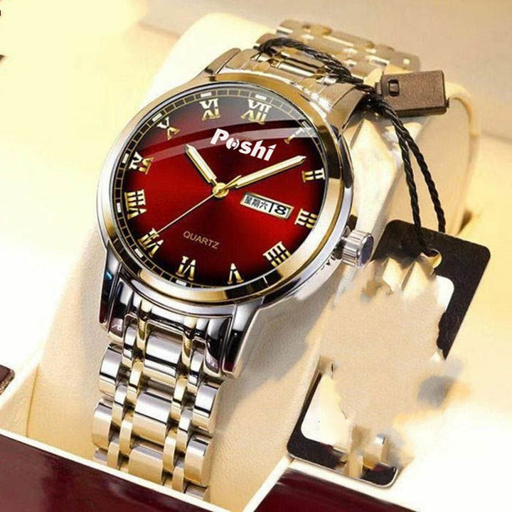 Men's Watch Steel Band Doble Calendario Luminoso Impermeable