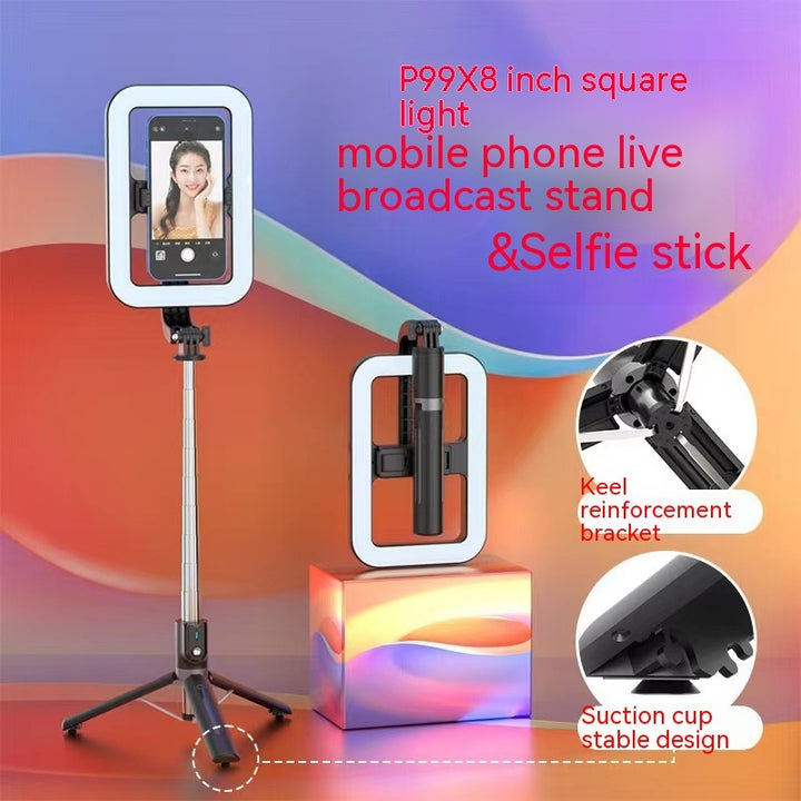 Frumusețe de 8 inci umplutură ușoară selfie stick Bluetooth telecomandă integrată podea în aer liber trepied live