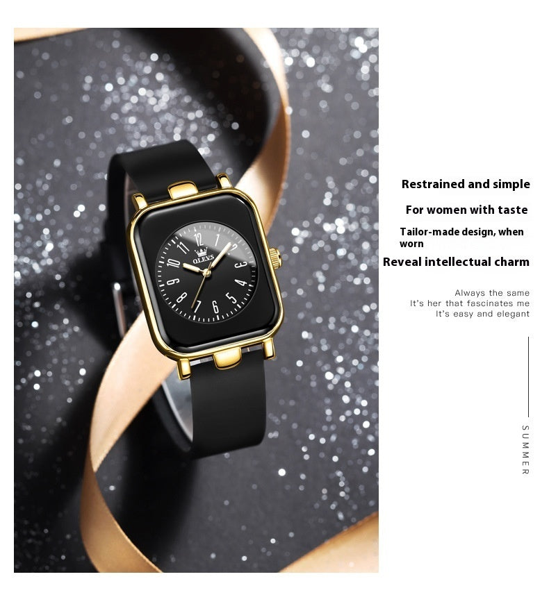 Eenvoudige trendy siliconenband kwarts horloge voor vrouwen