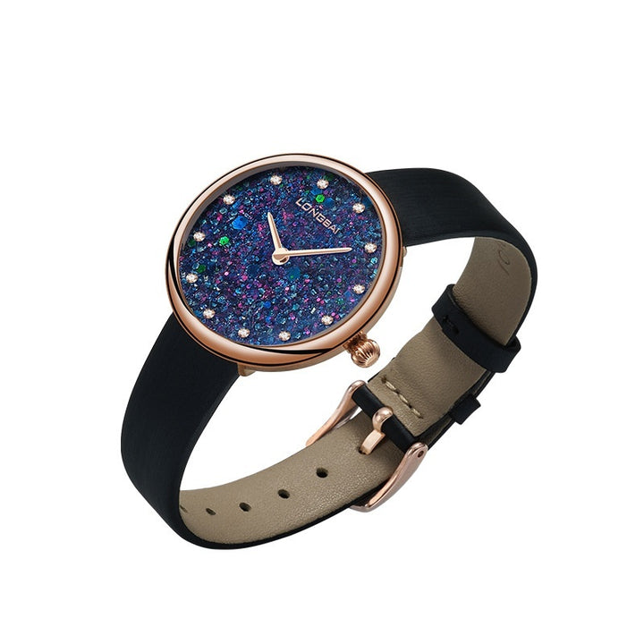 Zafiro reloj de diamante pequeño y simple para mujeres de diamantes