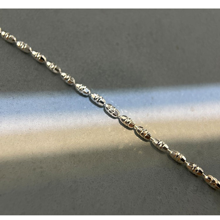925 Sterling Silver Geometric Cut Rice Ball Bracelet