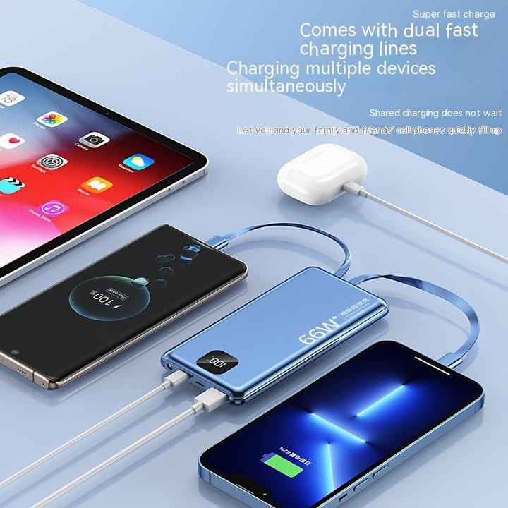 66W Super Fast Charge Power Bank With Cable 20000 MA