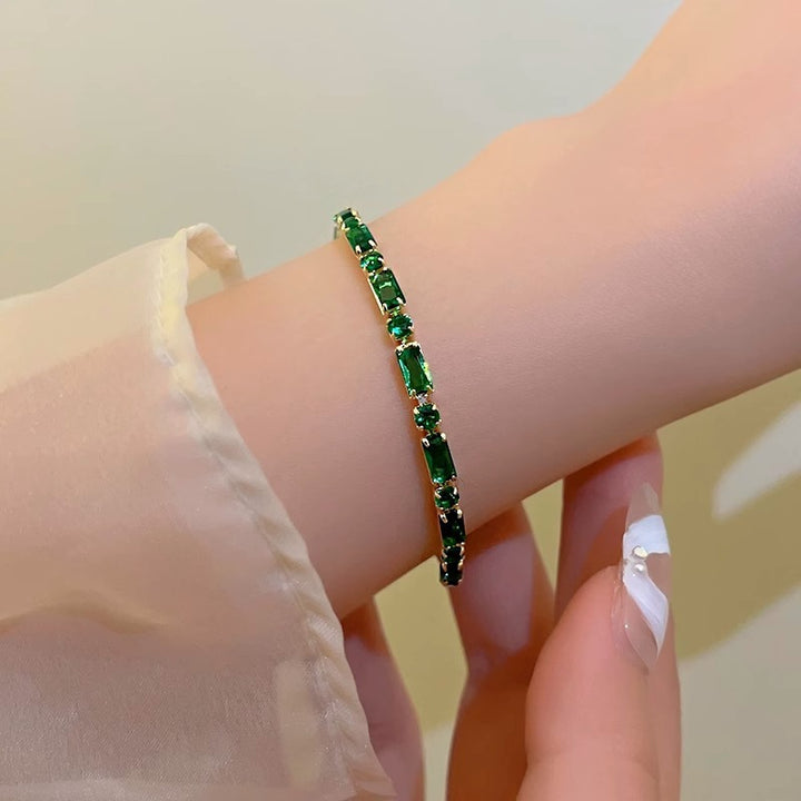 Kupfer -Mikro -Inlay -Vintage Emerald Zirkonarmband