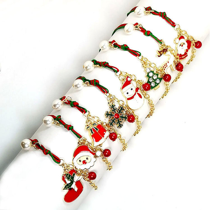 Neues Weihnachts -Schneeman Santa Claus Tree Snowflake Elch Armband Weihnachtsgeschenk Charme Armband Kette Anhänger für Frauen Neujahr Fashion Gift