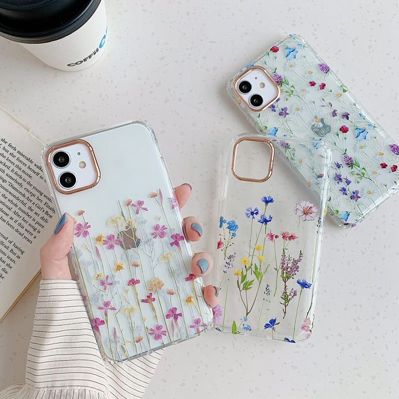 Frische Blumen und Gras -Mode -Telefonhülle