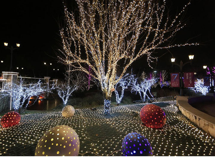 クリスマスLEDライトストリングライト屋外の防水フィッシュネットライト星でいっぱいの舗装されたホリデーライト結婚式の装飾ライト
