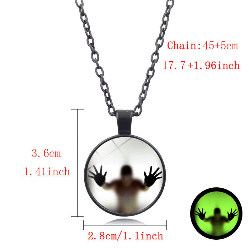 Rund lysande halsband Halloween Personlighet CLAVICLE Pendant Vintage Sweater Chain Fashion Jewelry Accessories